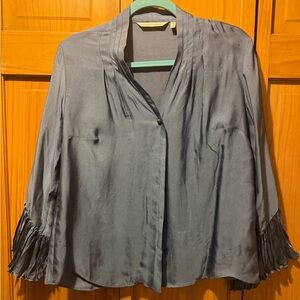 Soft Surroundings Deep Blue Pleated Blouse